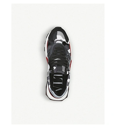 Shop Valentino Bounce Camouflage-print Mesh Trainers In Black/comb