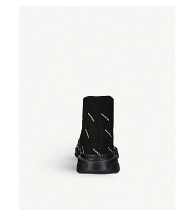 Shop Balenciaga Speed Knit Logo-print Mid-top Trainers In Black/comb
