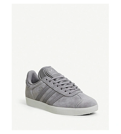 Shop Adidas Originals Gazelle Suede Trainers In Solid Grey Silver