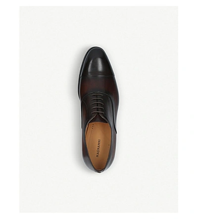 Shop Magnanni Flex Leather Oxford Shoes In Dark Brown