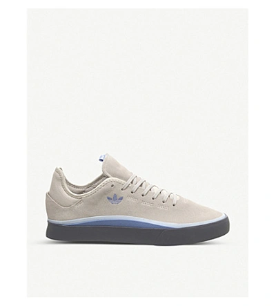 Shop Adidas Originals Sabalo Low-top Suede Skate Trainers In Raw White Glow Blue