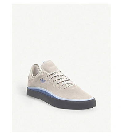 Shop Adidas Originals Sabalo Low-top Suede Skate Trainers In Raw White Glow Blue