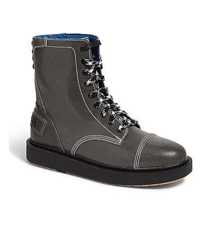 Shop Diesel D-cage Dbb Leather Combat Boots In Castlerock