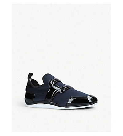 Shop Roger Vivier Sporty Viv Scuba And Leather Trainers In Blue/dark