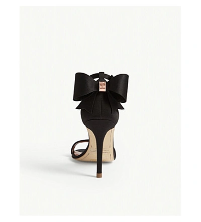 Shop Ted Baker Bowtifl Bow Heeled Satin Sandals In Black