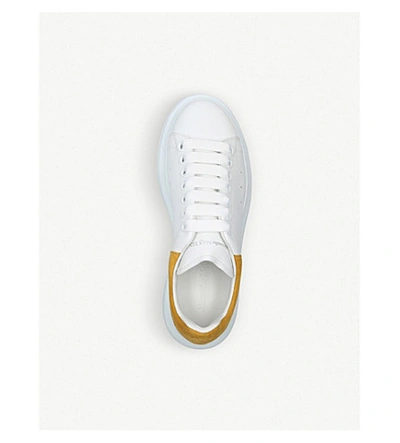 Shop Alexander Mcqueen Runway Leather And Suede Platform Trainers In White/oth