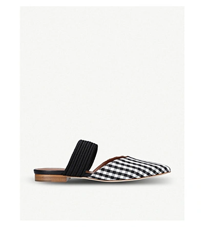 Shop Malone Souliers Maisie Luwolt Gingham Textile And Braided Flats In Blk/white