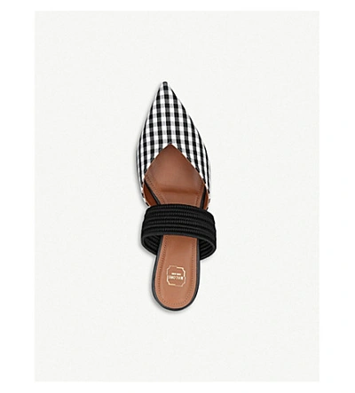 Shop Malone Souliers Maisie Luwolt Gingham Textile And Braided Flats In Blk/white