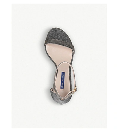Shop Stuart Weitzman Nearlynude Metallic Block-heel Glitter Sandals In Gold