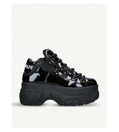 Shop Naked Wolfe Waxx Patent-leather Trainers In Black