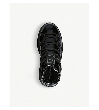 Shop Naked Wolfe Waxx Patent-leather Trainers In Black