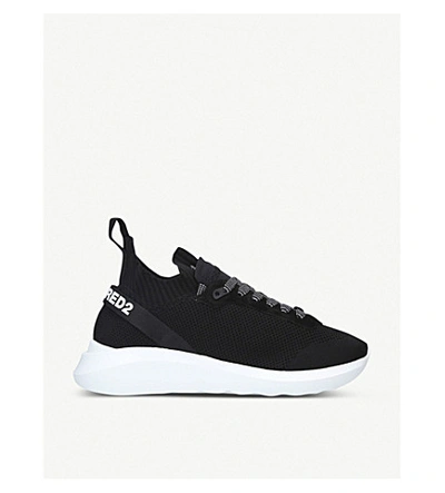 Shop Dsquared2 Speedster Knitted Trainers In Blk/white