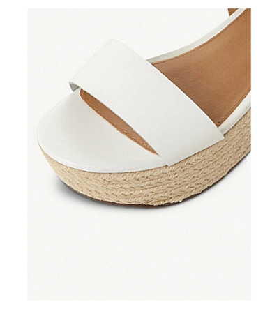 Shop Steve Madden Busy Sm Leather And Jute Platform Sandals In White-leather