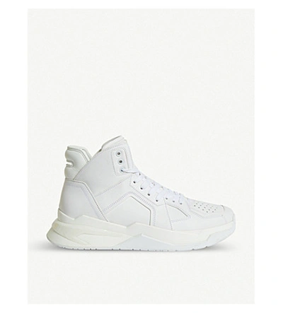 Shop Balmain B Ball Leather Trainers In White