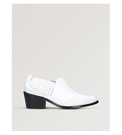 Shop Kurt Geiger Dario Panelled Python-effect Leather Pointed-toe Ankle Boots In White