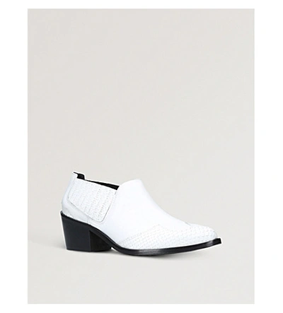 Shop Kurt Geiger Dario Panelled Python-effect Leather Pointed-toe Ankle Boots In White