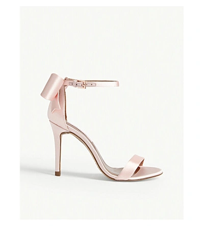 Shop Ted Baker Bowtifl Bow Heeled Satin Sandals In Pl-pink