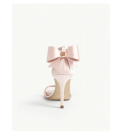 Shop Ted Baker Bowtifl Bow Heeled Satin Sandals In Pl-pink