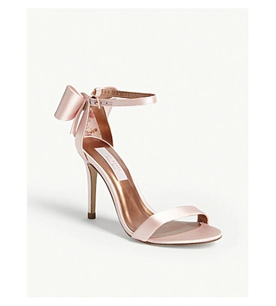 Shop Ted Baker Bowtifl Bow Heeled Satin Sandals In Pl-pink