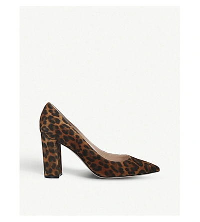 Shop Gianvito Rossi Leopard-print Suede Block-heel Courts In Beige Comb