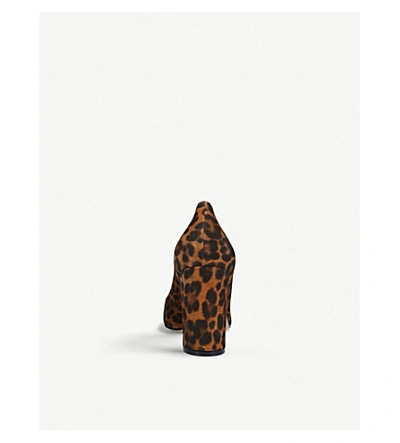 Shop Gianvito Rossi Leopard-print Suede Block-heel Courts In Beige Comb