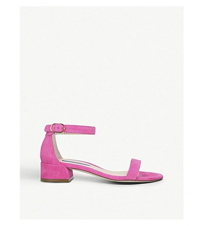 Shop Stuart Weitzman Nudistjune Suede Block-heel Sandals In Pink