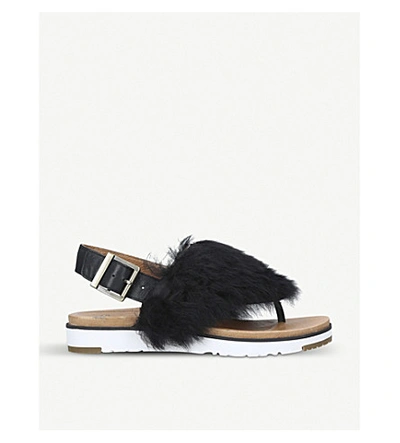 Shop Ugg Holly Sheepskin Sandals In Black