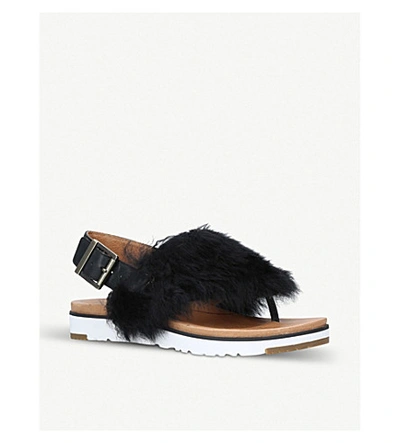Shop Ugg Holly Sheepskin Sandals In Black