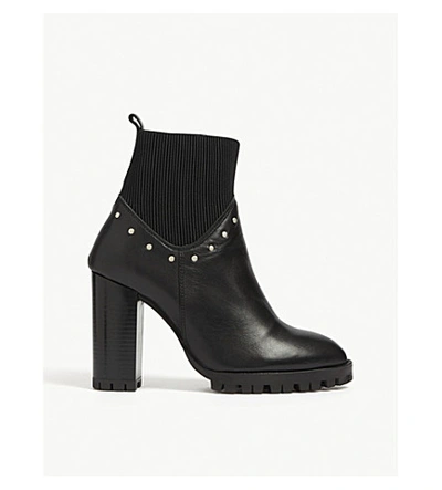 Shop The Kooples Block Heel Leather Ankle Boots In Bla01