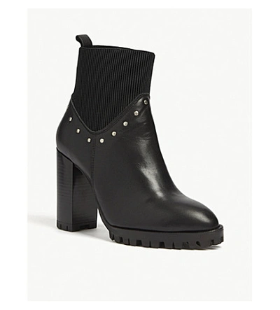Shop The Kooples Block Heel Leather Ankle Boots In Bla01