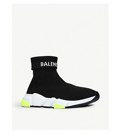 Shop Balenciaga Women's Black Logo Speed Stretch-knitted Sneakers