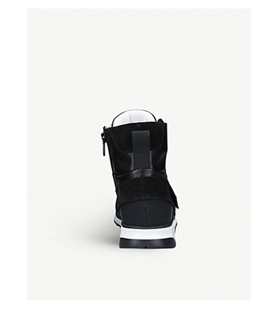 Shop Dsquared2 Martin Leather And Suede High-top Trainers In Blk/white