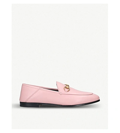 Shop Gucci Brixton Leather Collapsible Loafers In Pink