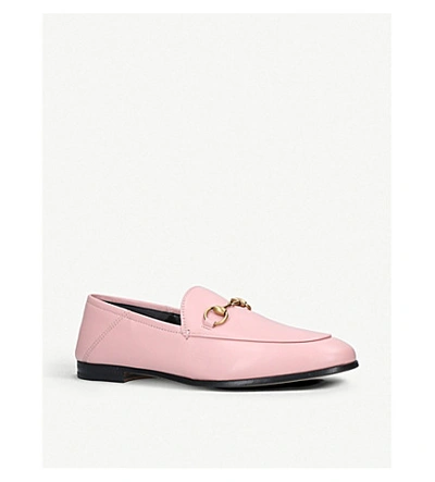 Shop Gucci Brixton Leather Collapsible Loafers In Pink