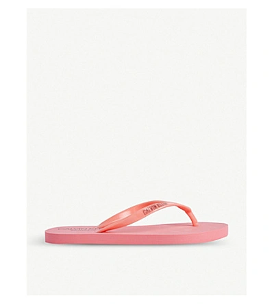 Shop Calvin Klein Logo Flip-flops In 652 Flamingo