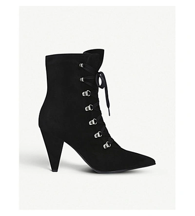 Shop Gianvito Rossi Waterloo 85 Suede Heeled Ankle Boots In Black