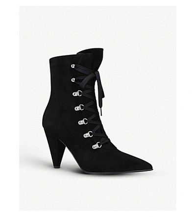 Shop Gianvito Rossi Waterloo 85 Suede Heeled Ankle Boots In Black