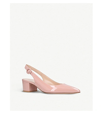 Shop Gianvito Rossi Amee 45 Patent-leather Slingback Courts In Nude