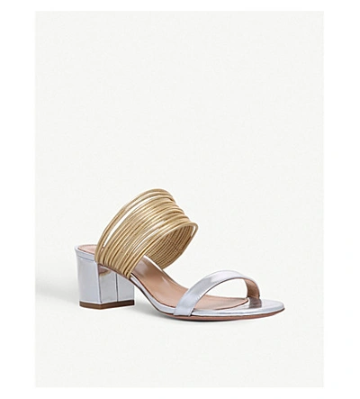 Shop Aquazzura Rendez Vous Leather Sandal In Metal Comb