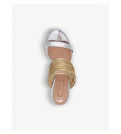 Shop Aquazzura Rendez Vous Leather Sandal In Metal Comb