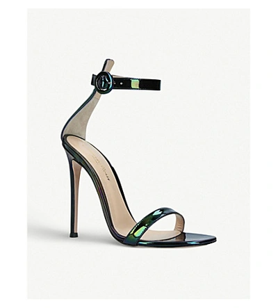 Shop Gianvito Rossi Portofino 105 Holographic-leather Heeled Sandals In Blk/other