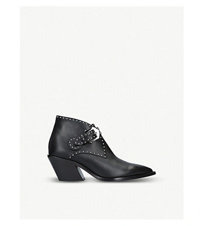 Shop Givenchy Stud-embellished Leather Cowboy Boots In Black