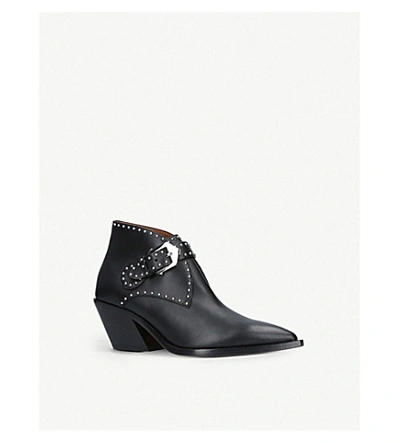 Shop Givenchy Stud-embellished Leather Cowboy Boots In Black