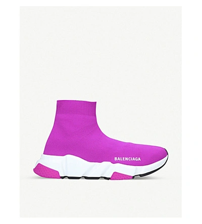 Shop Balenciaga Speed Knitted High-top Trainers In Pink