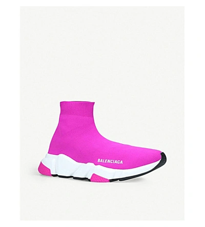 Shop Balenciaga Speed Knitted High-top Trainers In Pink
