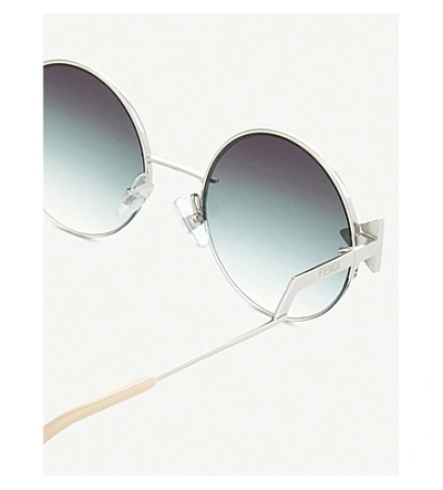 Shop Fendi Ff0243/s Irregular Round Sunglasses In Silver Green