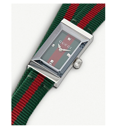 Shop Gucci Women's Ya147503 G-frame Fabric Strap Stainless Steel Quartz Watch