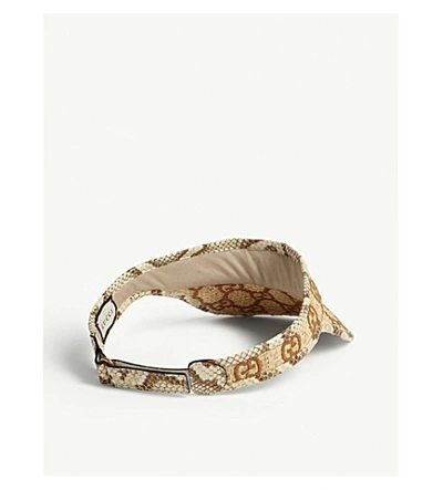 Shop Gucci Straw Visor In Ivory Dark Brown