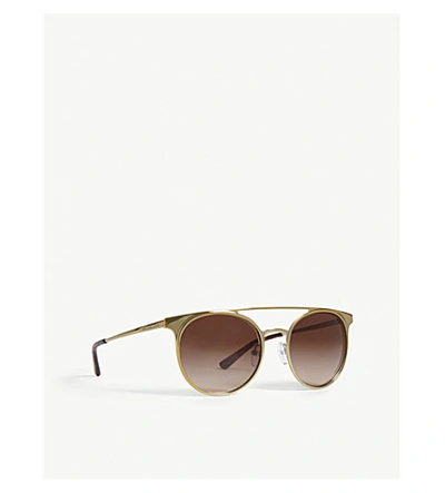 Shop Michael Kors Grayton Round-frame Sunglasses In Shiny Pale Gold