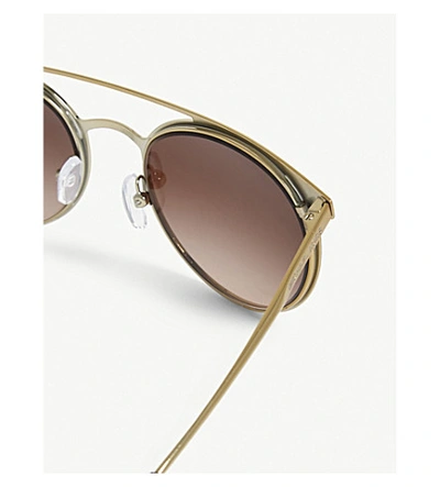 Shop Michael Kors Grayton Round-frame Sunglasses In Shiny Pale Gold
